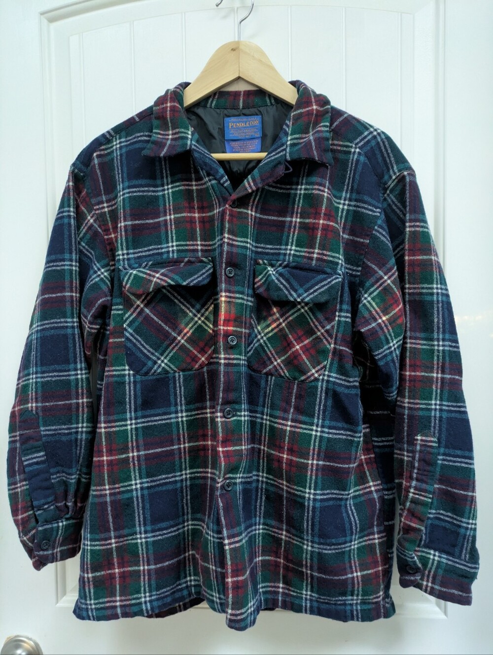 Pendleton Men's Plaid Wool Shirt - Navy, Green & Red